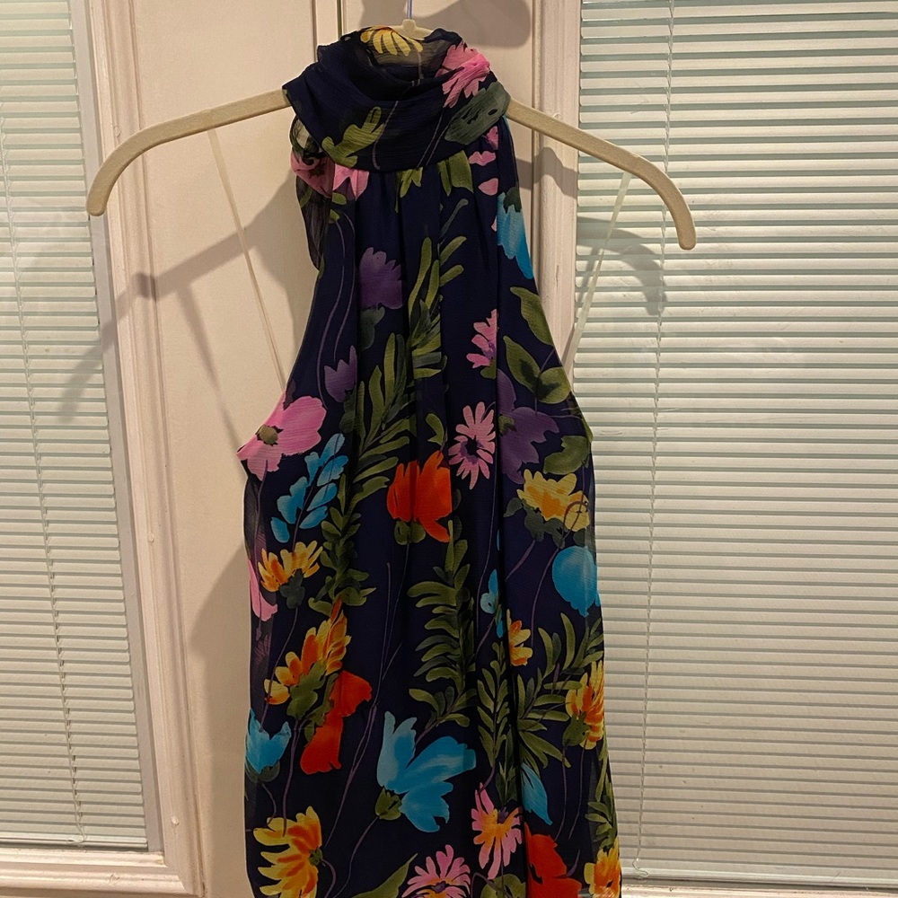Neiman Marcus navy floral halter top